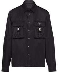 Prada - Triangle-Logo Long-Sleeved Shirt - Lyst