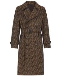 Fendi - Ff Motif Belted Trench Coat - Lyst