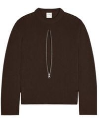 Courreges - Zipped Ribbed Wool Sweater - Lyst