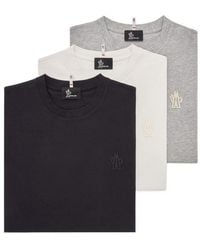Moncler - Logo Patch Cotton Blend T-Shirt (Three Pack) - Lyst