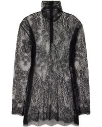 Dolce & Gabbana - Sheer Lace High Neck Top - Lyst
