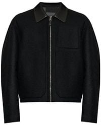 Givenchy - Leather-Collar Wool Jacket - Lyst