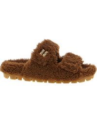 Miu Miu - Shearling Sandals - Lyst
