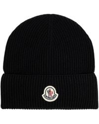 Moncler - Logo Patch Ribbed Beanie - Lyst