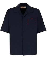 Marni - Deep Tropical Wool Bowling Shirt With Mending - Lyst