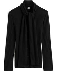 TOTEME - Totême Knitted Scarf-Detail Shirt - Lyst