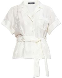 Dolce & Gabbana - All-Over Dg Logo Jacquard Satin Shirt - Lyst