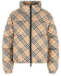 Burberry - Checked Zip-Up Puffer Jacket - Lyst