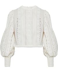 AllSaints - Hart Lace Panel Crop Top - Lyst