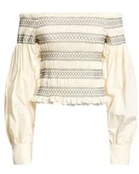 Max Mara - Off-Shoulder Long-Sleeve Color-Block Top - Lyst