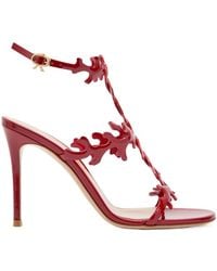 Gianvito Rossi - Ocean 95 Coral-Design Glossed Nappa Sandals - Lyst