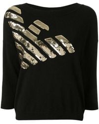Emporio Armani - Logo Embroidered Sweater - Lyst