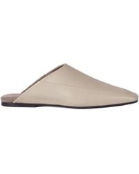 Brunello Cucinelli - Square-Toe Leather Flat Mules - Lyst