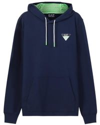 EA7 - Letter Printed Hooded Sweater - Lyst