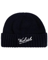 Woolrich - Logo Intarsia Knit Beanie - Lyst