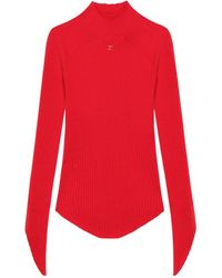 Courreges - High-Neck Ribbed-Knit Jumper - Lyst