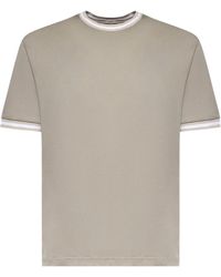 Eleventy - Striped Trim Crew Neck T-Shirt - Lyst