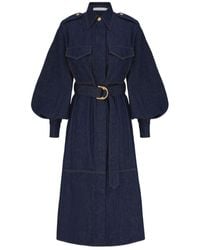 Zimmermann - Asymmetric Hem Denim Cargo Midi Dress - Lyst