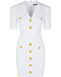 Balmain - Button Embellished Knitted Dress - Lyst