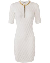 Elisabetta Franchi - Embellished Knitted Mini Dress - Lyst