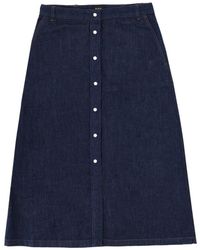 A.P.C. - Button Detailed Denim A-Line Skirt - Lyst