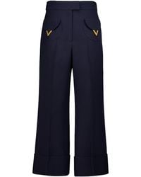 Valentino - Crepe Couture Vgold Wide Leg Pants - Lyst
