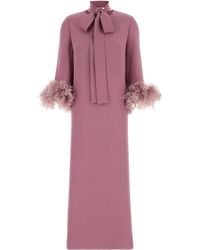 Valentino - Bow Detailed Feather-Trim Dress - Lyst