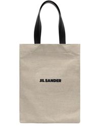 Jil Sander - Logo Detailed Rectangular Tote Bag - Lyst