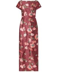 Erdem - Floral-Print Textured Satin Dress - Lyst