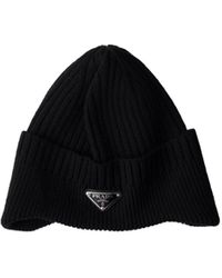 Prada - Enamel-Logo Turn-Up Brim Beanie - Lyst