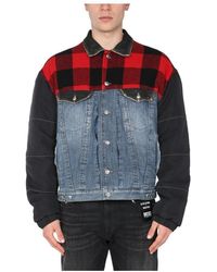 DIESEL - Checked Panel Denim Jacket - Lyst