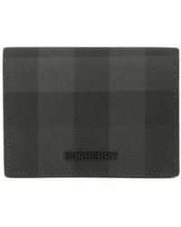 Burberry - Logo Plaque Checked Bi-Fold Wallet - Lyst