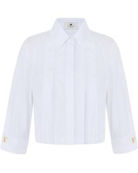 Elisabetta Franchi - Cotton Shirt With Pleats - Lyst