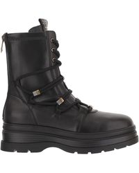 Pinko - Logo Printed Lace-Up Platform Boots - Lyst