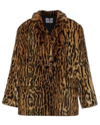 Stand Studio - Emmie Patterned Faux Fur Coat - Lyst