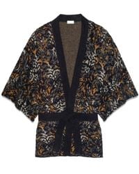 Saint Laurent - V-Neck Tied Short-Sleeved Cardigan - Lyst