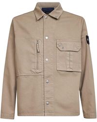 Stone Island - Compass Patch Denim Overshirt - Lyst