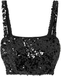Dolce & Gabbana - Cropped Sequined Stretch-Tulle Bustier Top - Lyst
