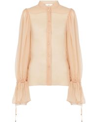 Chloé - Chloé Semi-Sheer Long-Sleeved Blouse - Lyst