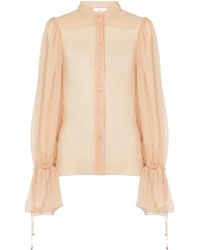 Chloé - Chloé Semi-Sheer Long-Sleeved Blouse - Lyst