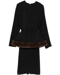 Stella McCartney - Faux-Fur Peplum Midi Dress - Lyst