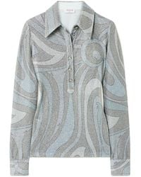 PUCCI - Printed Metallic Jersey Polo Shirt - Lyst