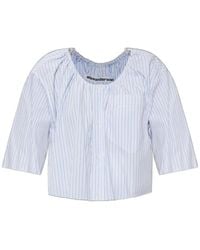 Alexander Wang - Off-Shoulder Cropped Shirt - Lyst