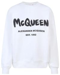 McQueen - Logo Printed Crewneck Sweatshirt - Lyst