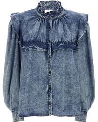 Isabel Marant - Isabel Marant Étoile Idety Ruffled Denim Shirt - Lyst