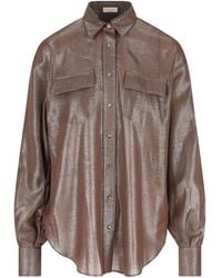 Brunello Cucinelli - Metallic-Effect Button-Down Shirt - Lyst
