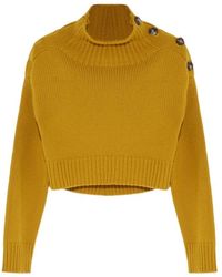 Yves Salomon - High-Collar Cropped Sweater - Lyst
