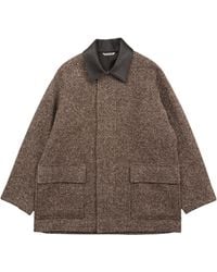 AURALEE - Tweed Zip-Up Casual Jacket - Lyst