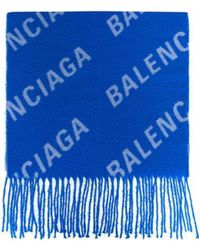 Balenciaga - All-Over Logo Embroidered Scarf - Lyst