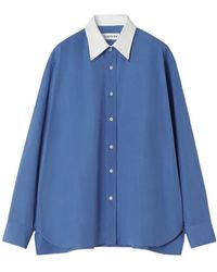 Lanvin - Contrast-Collar Cotton Shirt - Lyst